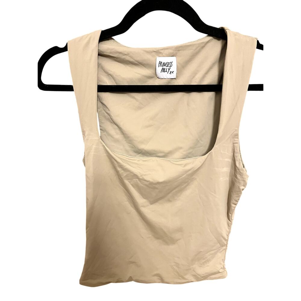 Princess Polly Taupe Square Neck Sleeveless Top - Small